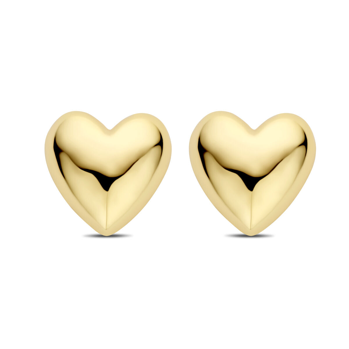 pendientes de botón corazón 20 mm 1 micrón plata chapado en oro amarillo