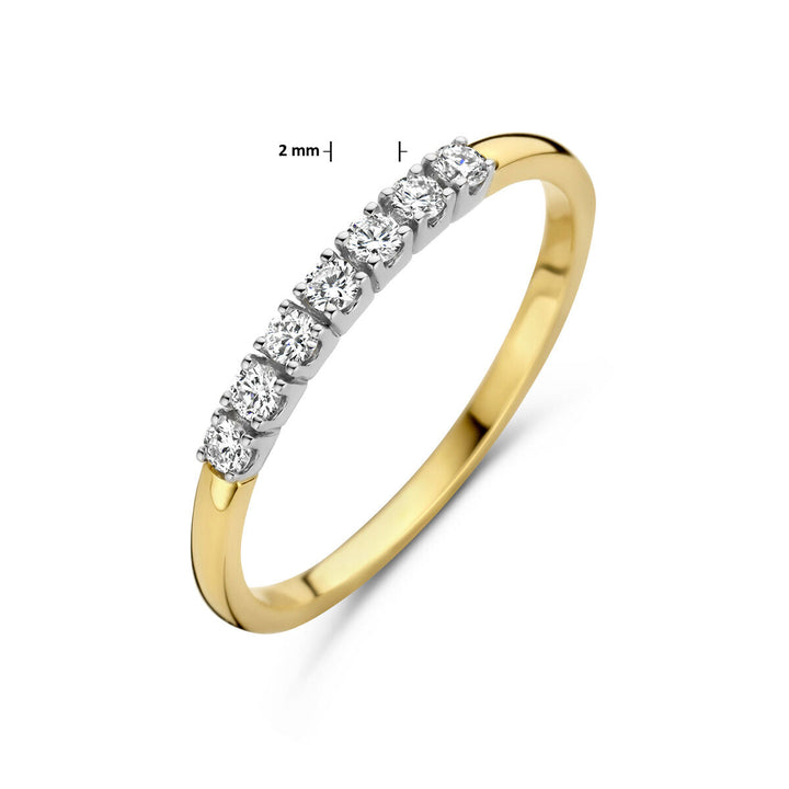 memoire ring diamant 0.21ct h si 14K bicolor goud geel/wit