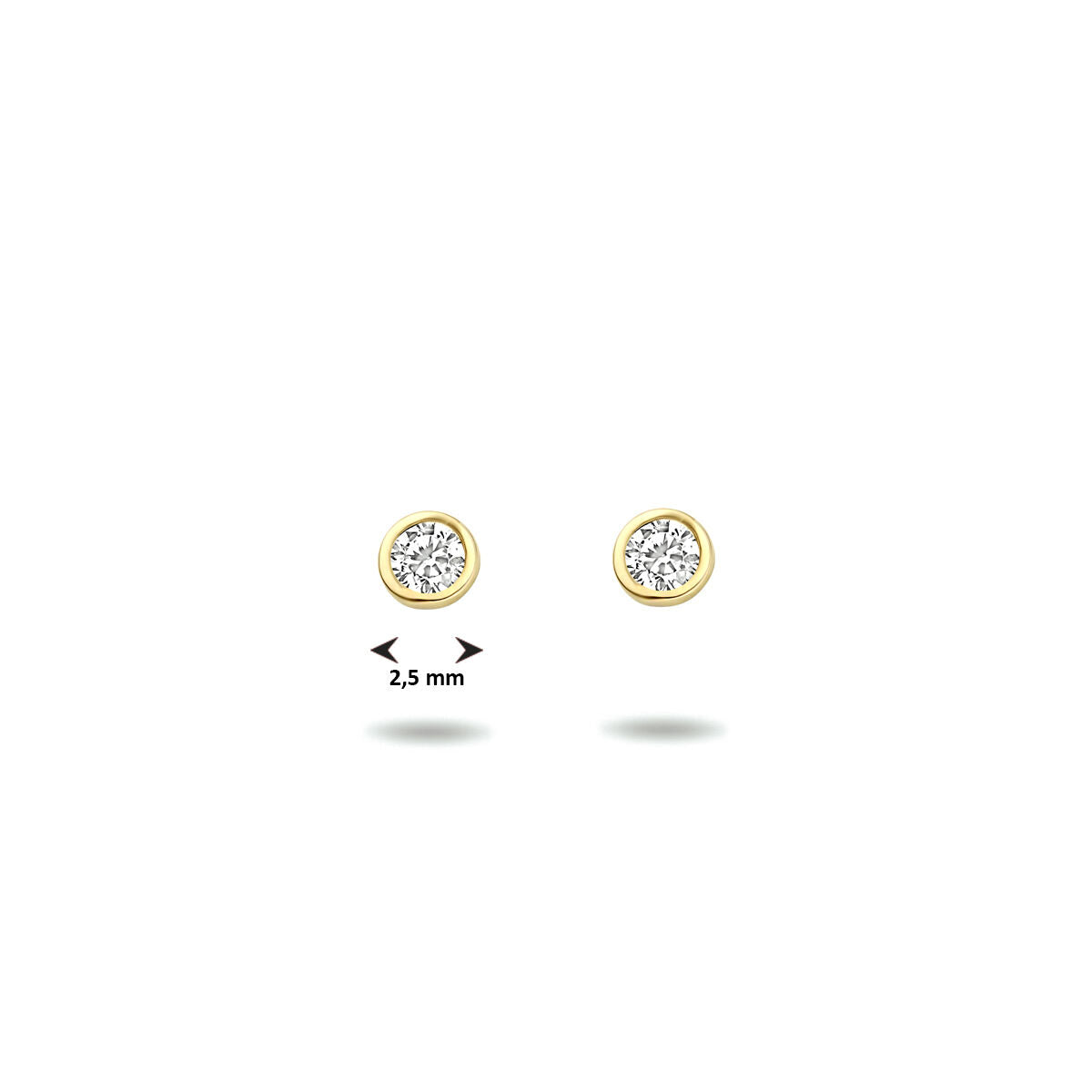 pendientes de botón de zirconia 14K oro amarillo