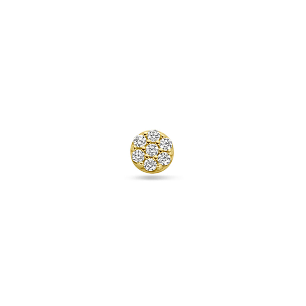 Piercing de zircónia de 3,5 mm en oro amarillo de 14K con diseño de fondo plano.