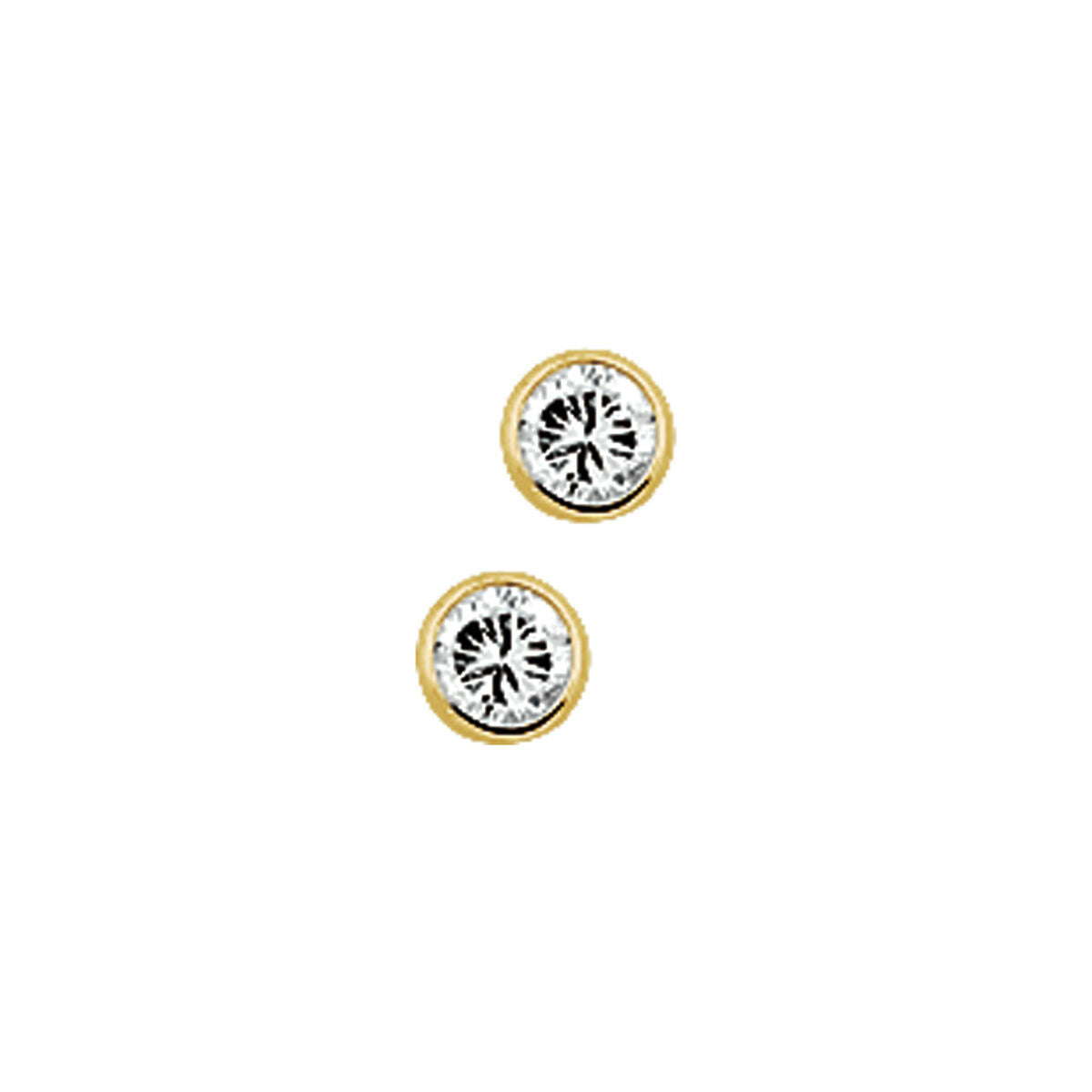 Pendientes de zircón en oro amarillo de 14 quilates con diseño redondo.