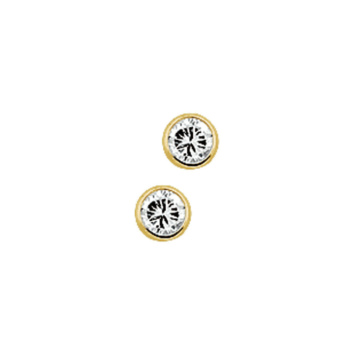 Pendientes de zircón en oro amarillo de 14 quilates con diseño redondo.