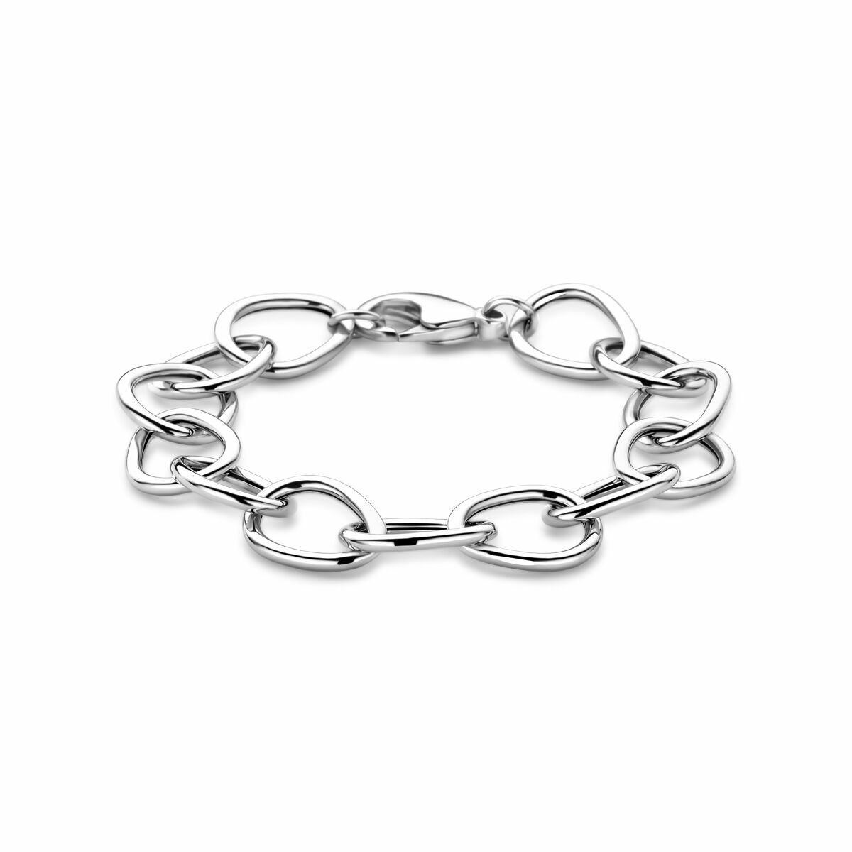 Pulsera de plata rhodium con eslabones de 12,5 mm y longitud de 19 cm.