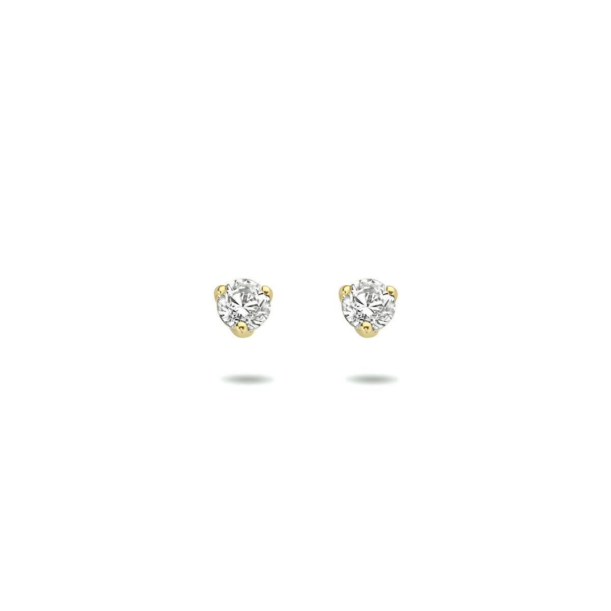 Pendientes de zircónia en oro amarillo de 14 quilates con diseño clásico.