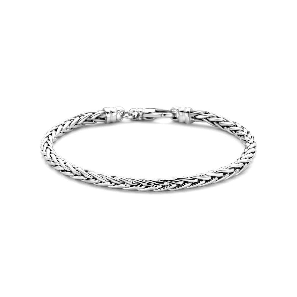 Pulsera de plata rodiada con eslabones en forma de cola de zorro de 4 mm.