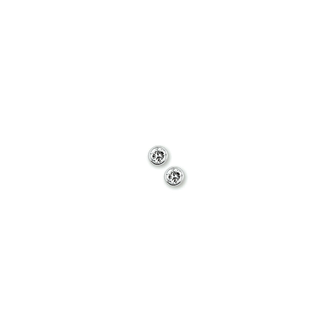 Pendientes de primera puesta con circonitas brillantes en forma redonda.