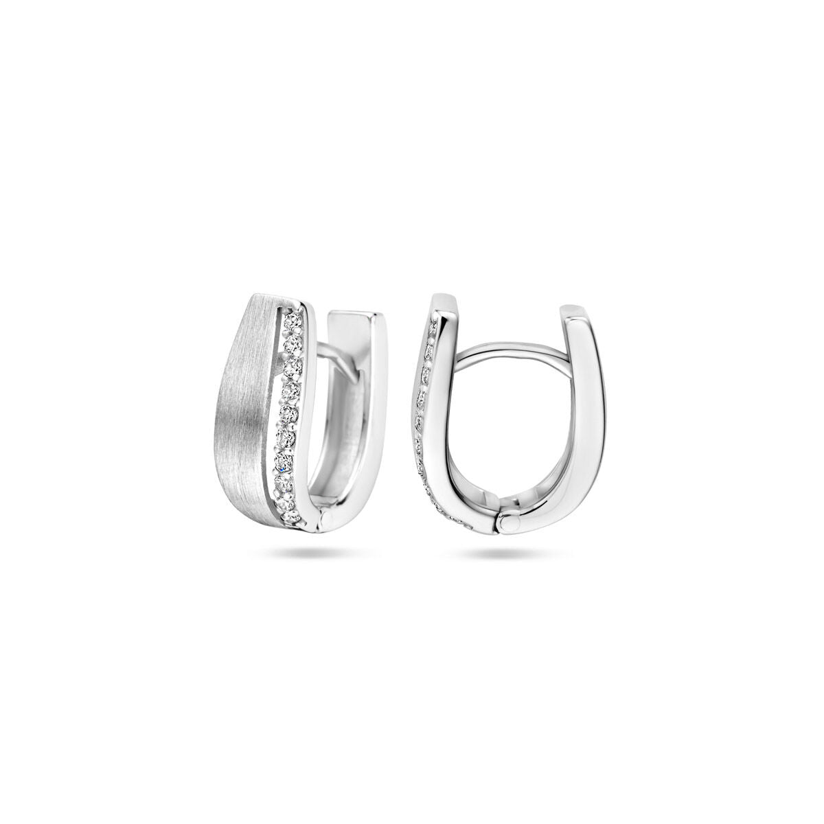 aros de circonita 14 mm poli/mate plata rodiada