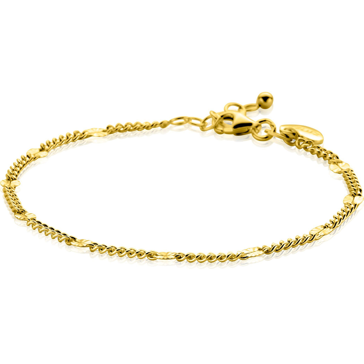 Pulsera dorada con detalles en forma de eslabones y cuentas.