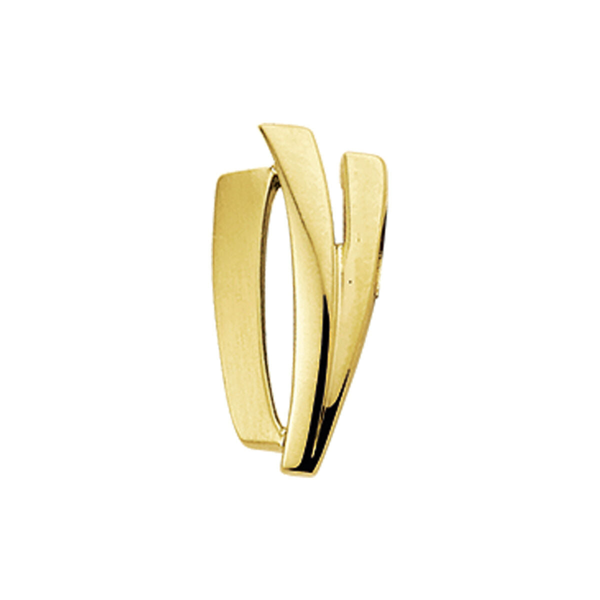 Colgante de oro amarillo de 14K con acabado pulido y mate, con forma ondulada.