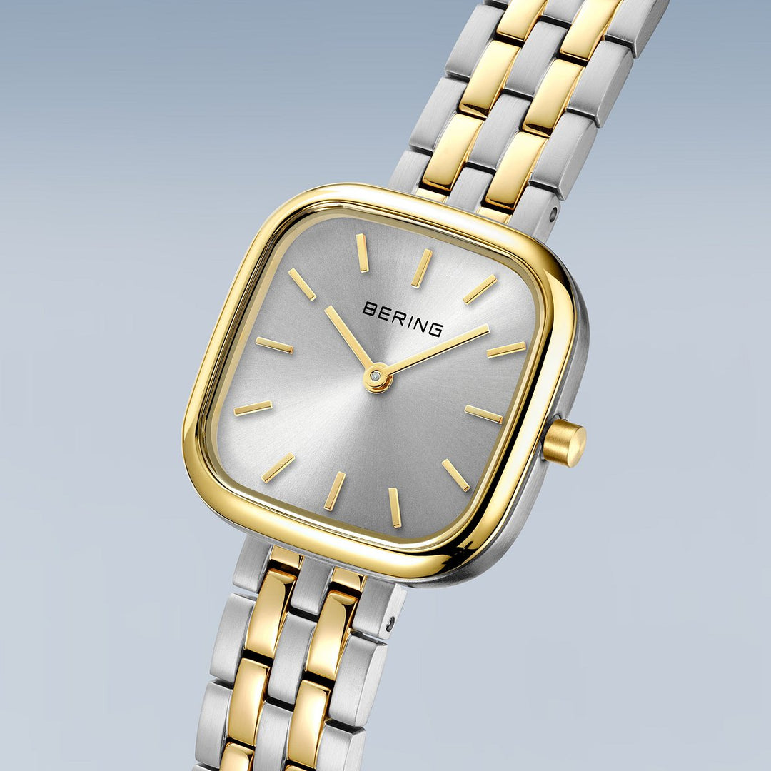 Bering dames horloge bicolor grijze wijzerplaat 17926-714