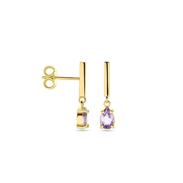 oorhangers amethist 19 mm 14K geelgoud