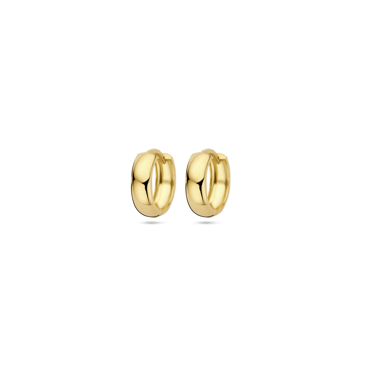 Pendientes de aro de 13 mm en oro de 9 quilates con un diseño liso y brillante.