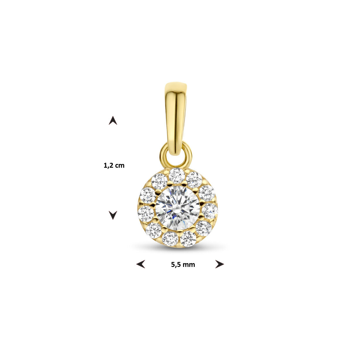 colgante de zirconia halo 14K oro amarillo
