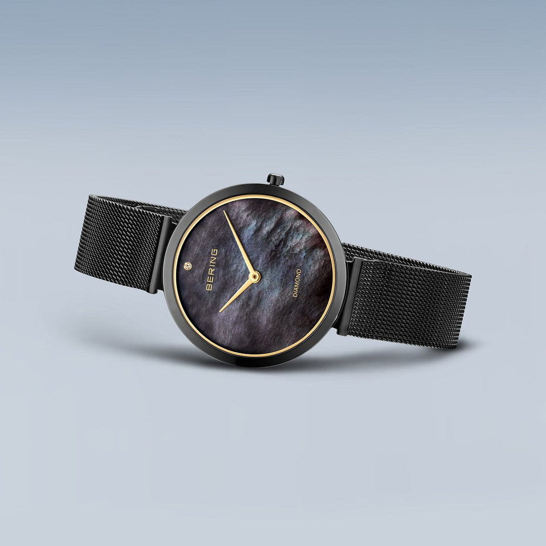 bering dames horloge zwarte wijzerplaat - 18132-132