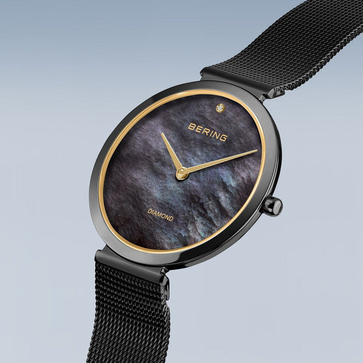 bering dames horloge zwarte wijzerplaat - 18132-132