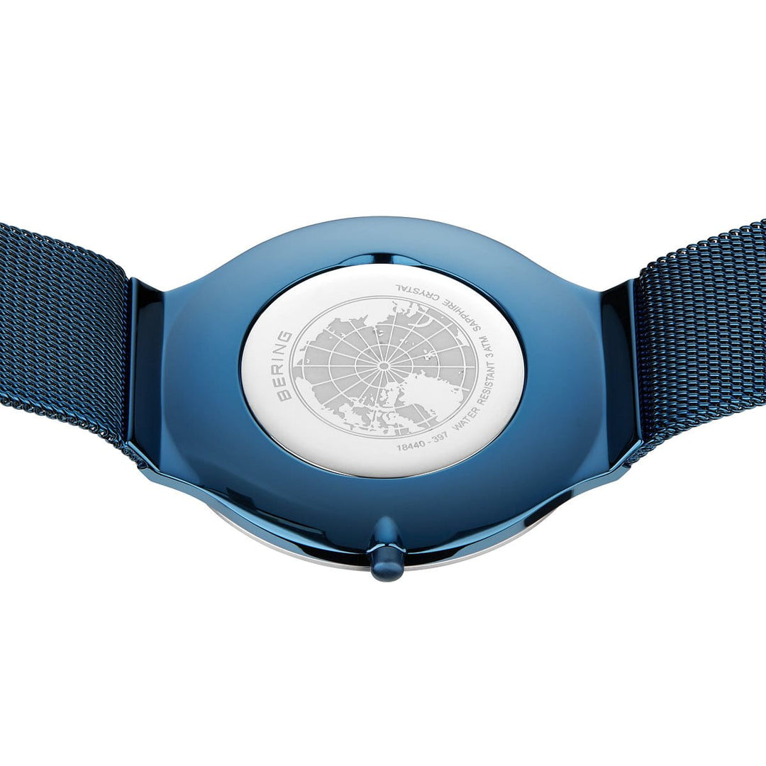 bering dames horloge blauwe wijzerplaat - 18440-397