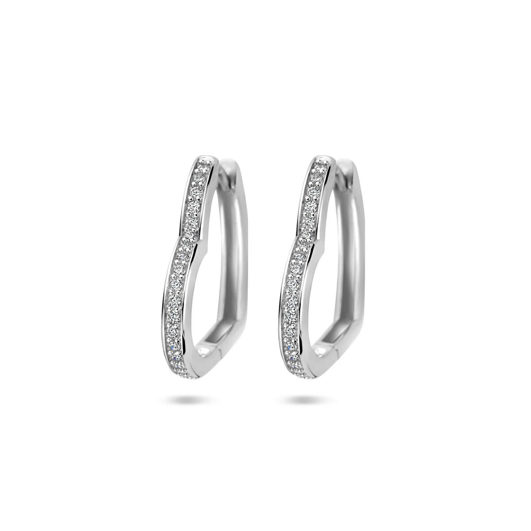 klapoorringen hart zirkonia 21 mm zilver gerhodineerd