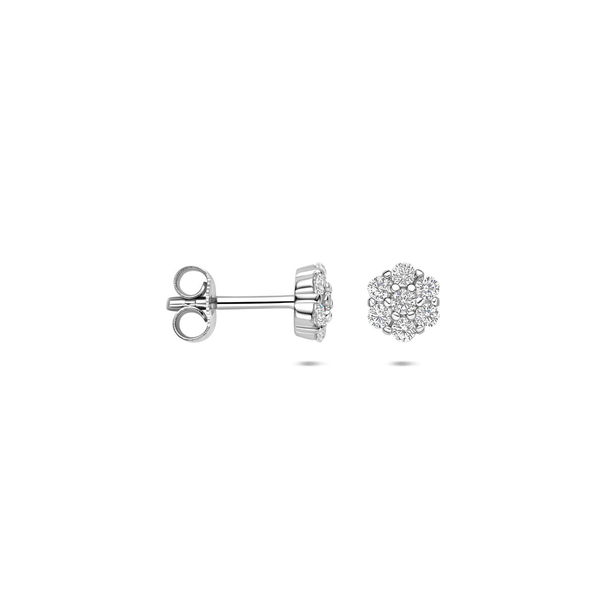 Pendientes de botón de plata con circonitas – 6 mm