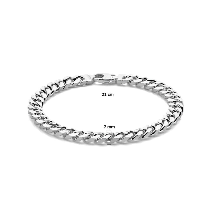 De Van der Kooij Collectie Zilveren armband heren gourmette 7,0 mm van 21 cm lang straalt tijdloze elegantie en verfijnd vakmanschap uit op een witte achtergrond.