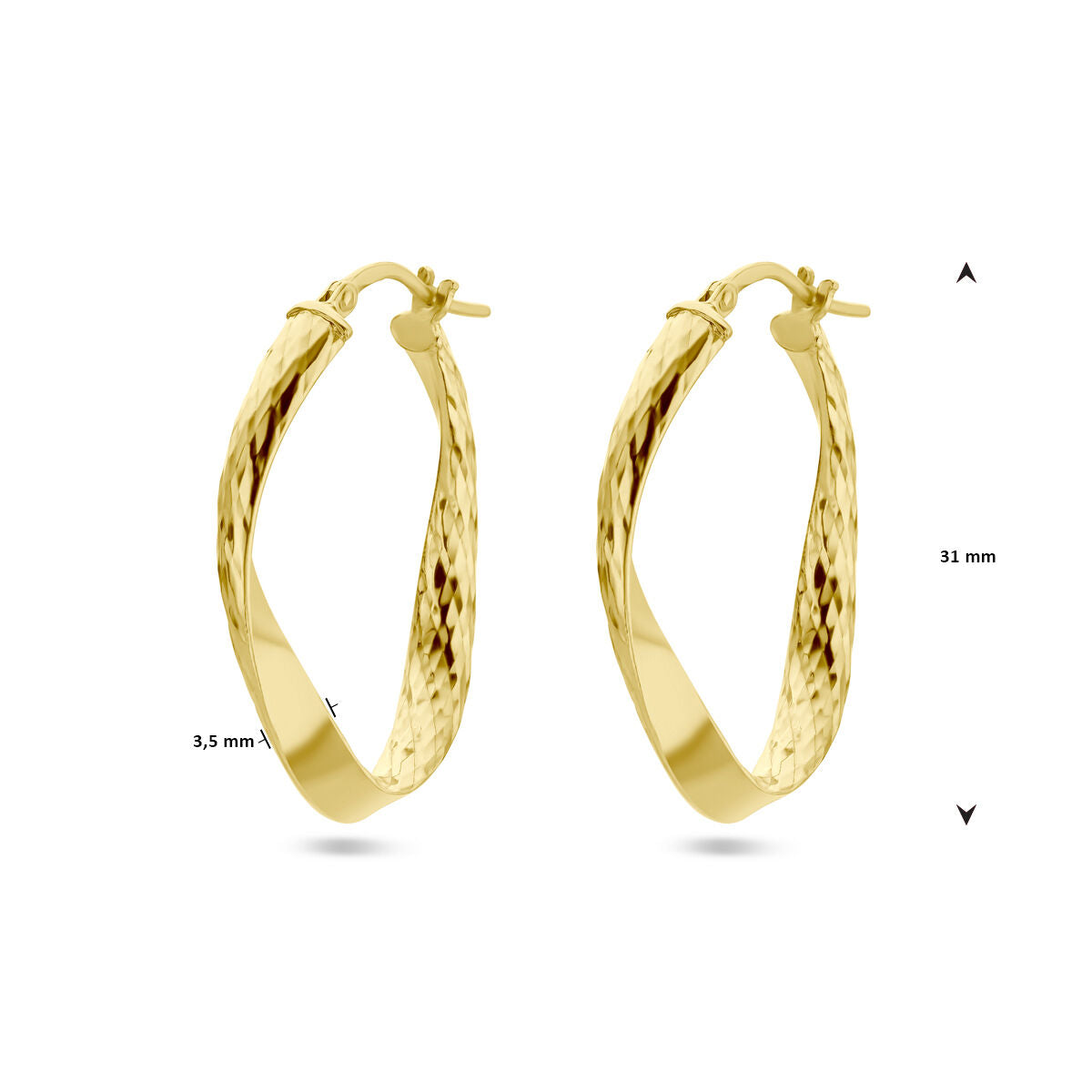 aros gediamanteerd 1 micron plata chapado en oro amarillo