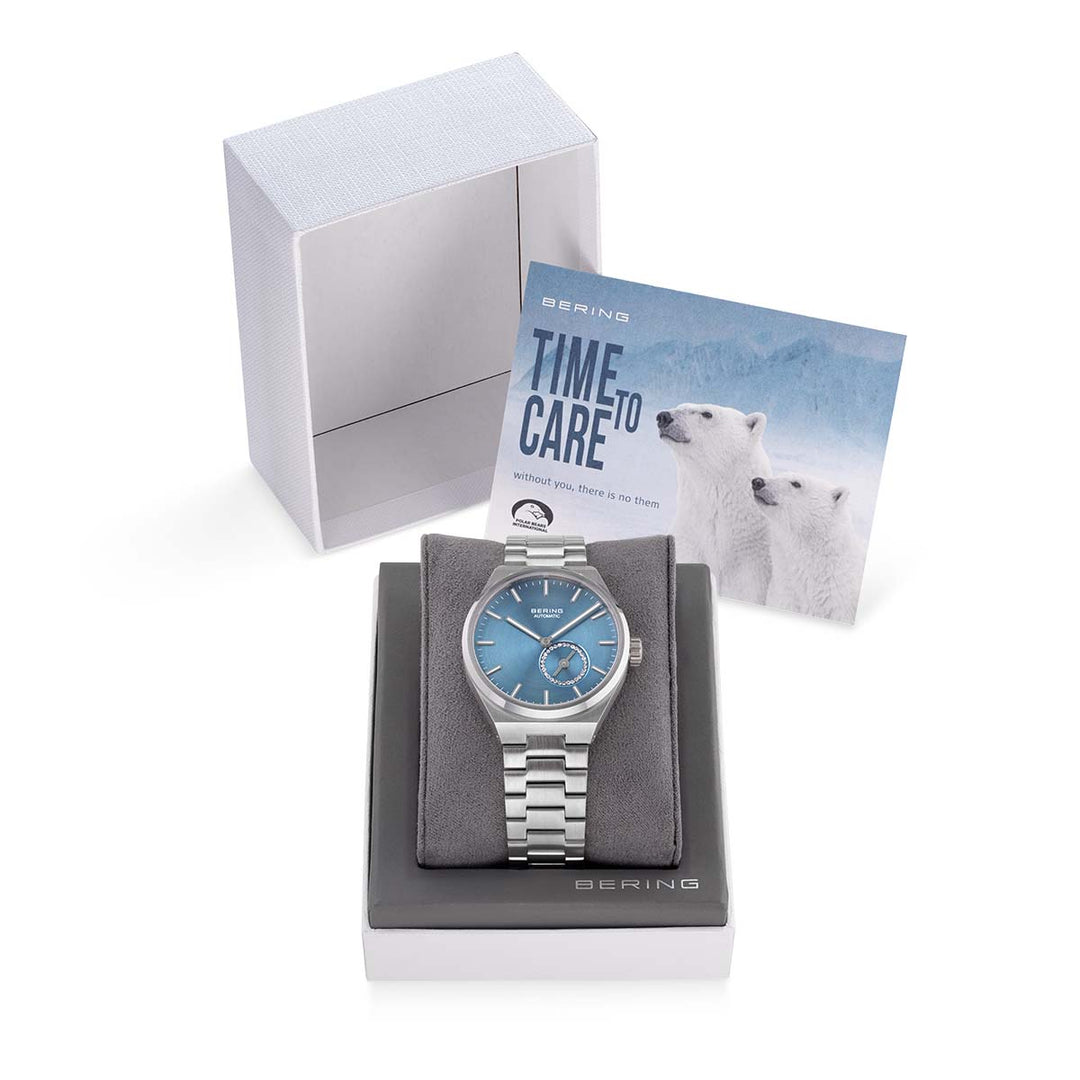 bering dames horloge blauwe wijzerplaat - 19435-Charity