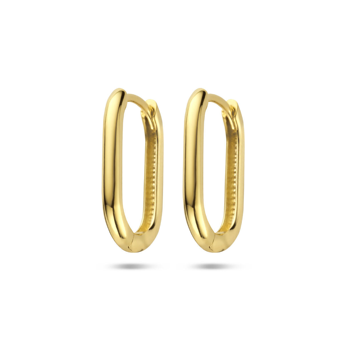 Pendientes de aro en forma de clip de papel, en oro amarillo de 14 quilates.