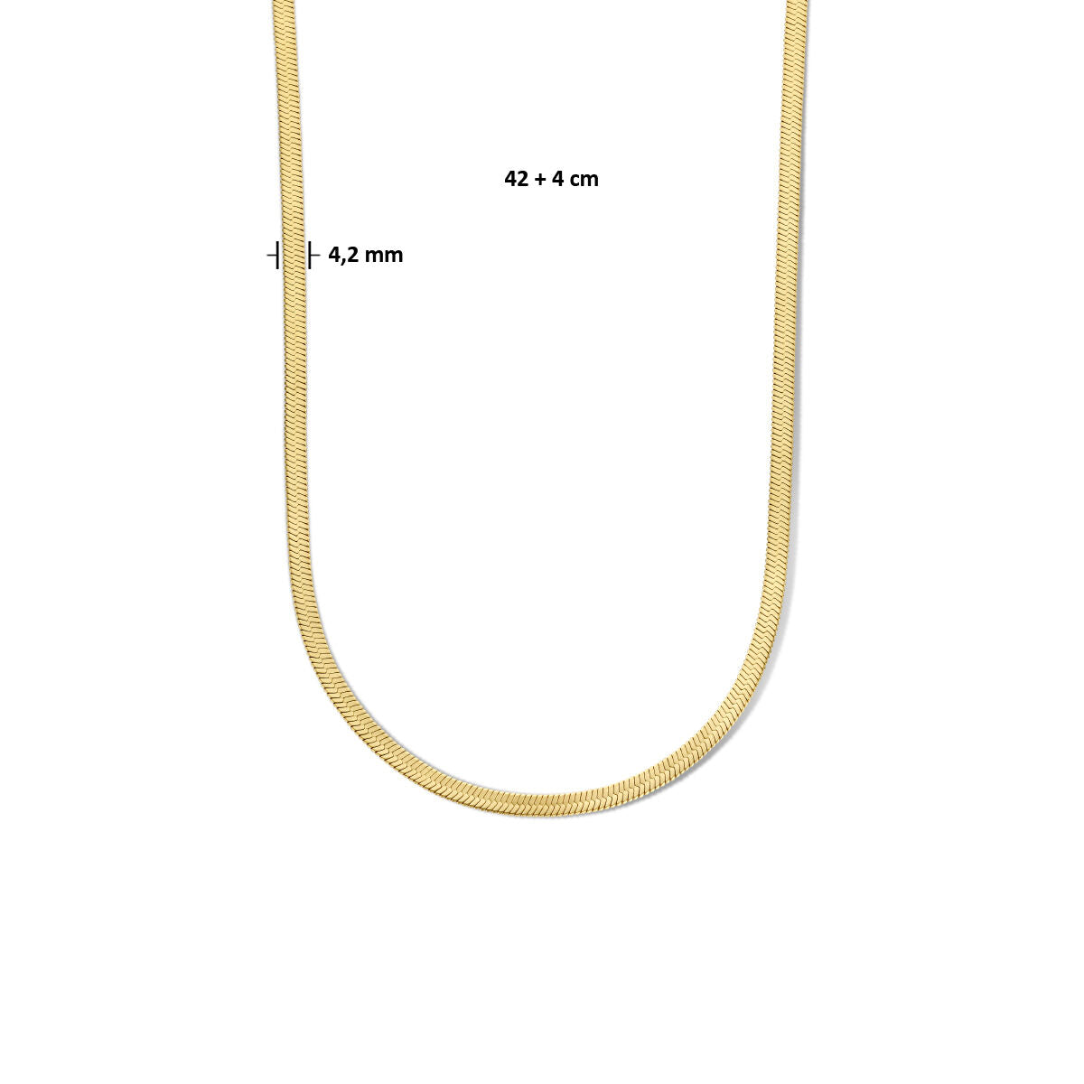 collar serpiente plano 4,2 mm 42 + 4 cm chapado en oro acero inoxidable