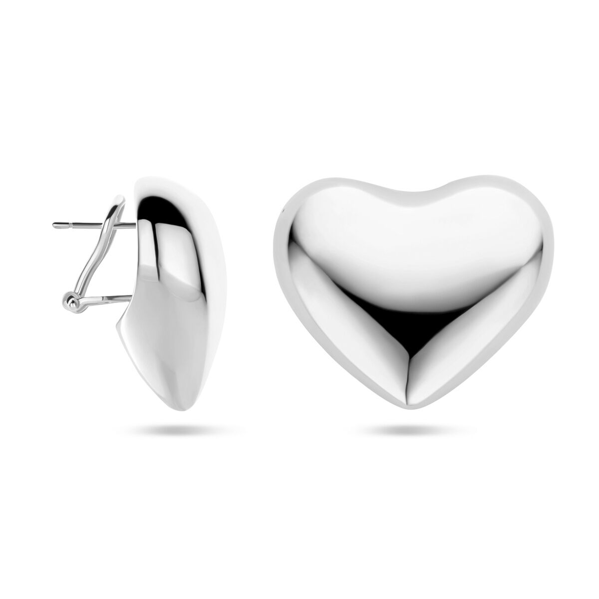 pendientes de botón corazones 27 x 30 plata rodiado