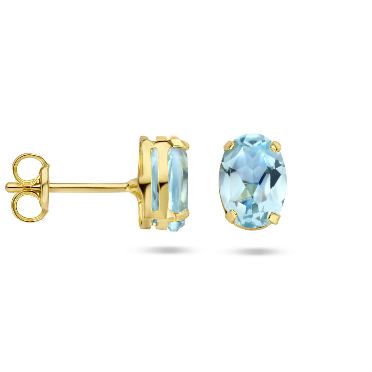 pendientes de botón topacio azul 14K oro amarillo