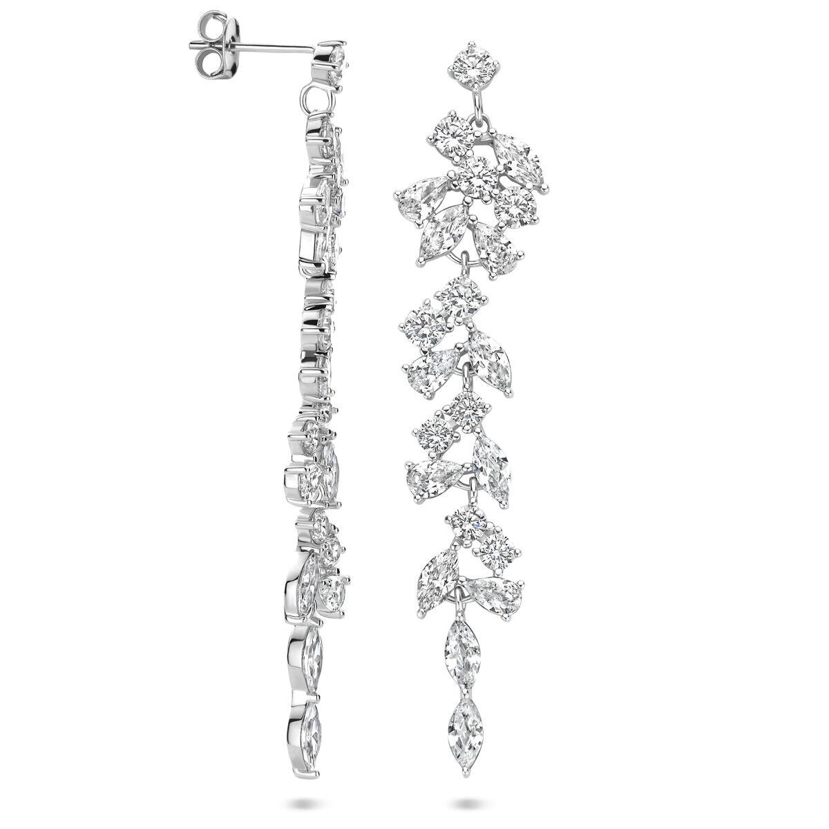pendientes de zircón 60 mm plata rodiada