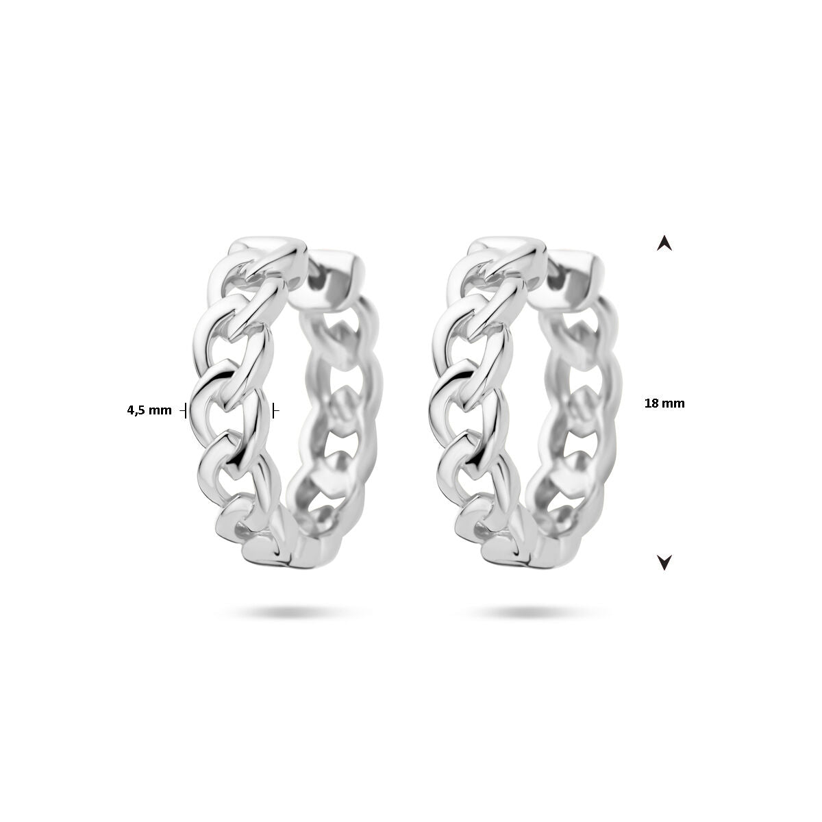 aros de eslabones 18mm plata rodiada
