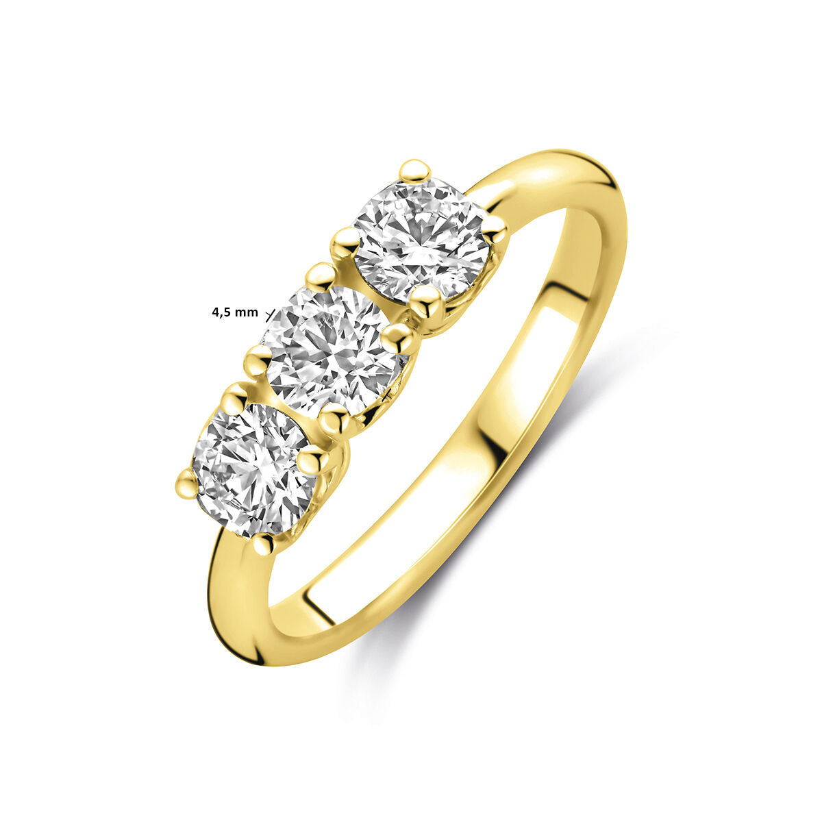 Anillo de mujer de oro amarillo de 14k con diamante cultivado en laboratorio de 0.90ct