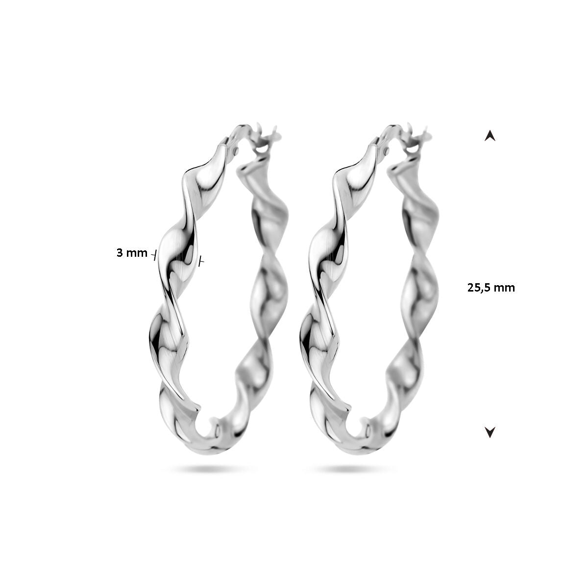 aros retorcidos de plata rodiada