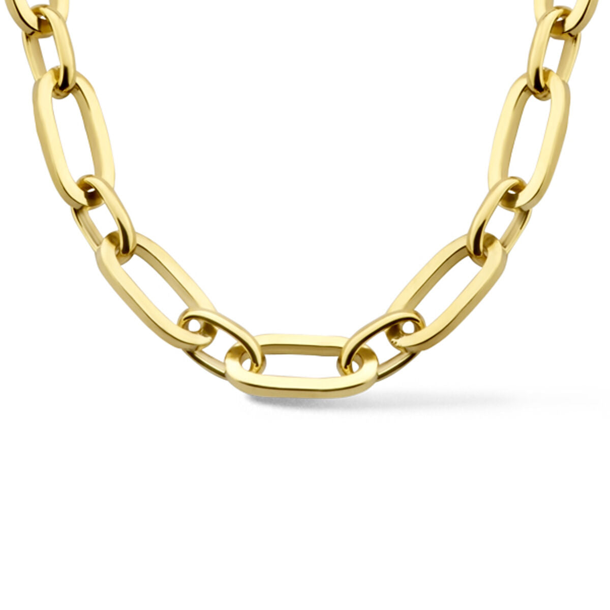 Collar de eslabones en color dorado, con un diseño de ancla de 5,5 mm y longitud de 45 cm.