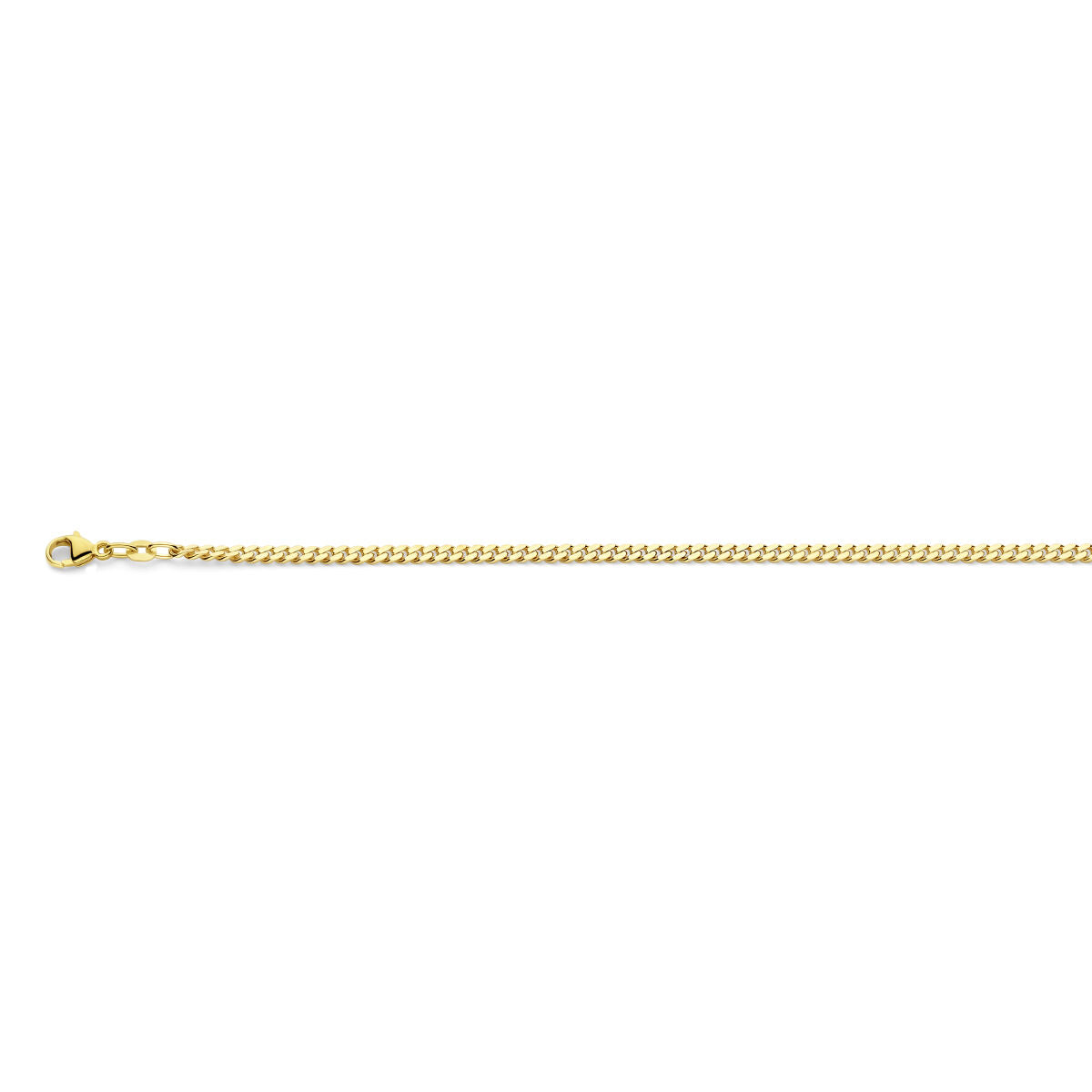 Cadena gourmette de oro macizo de 14K, 4 lados pulidos, 2,7 mm de grosor.