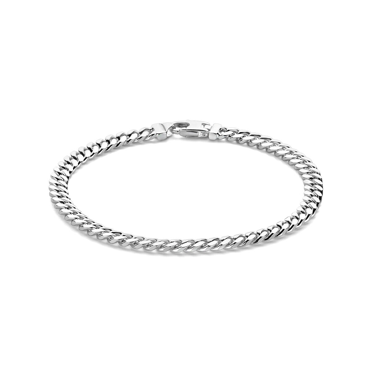 Pulsera de hombre de plata gourmette de 5,0 mm con eslabones trenzados.