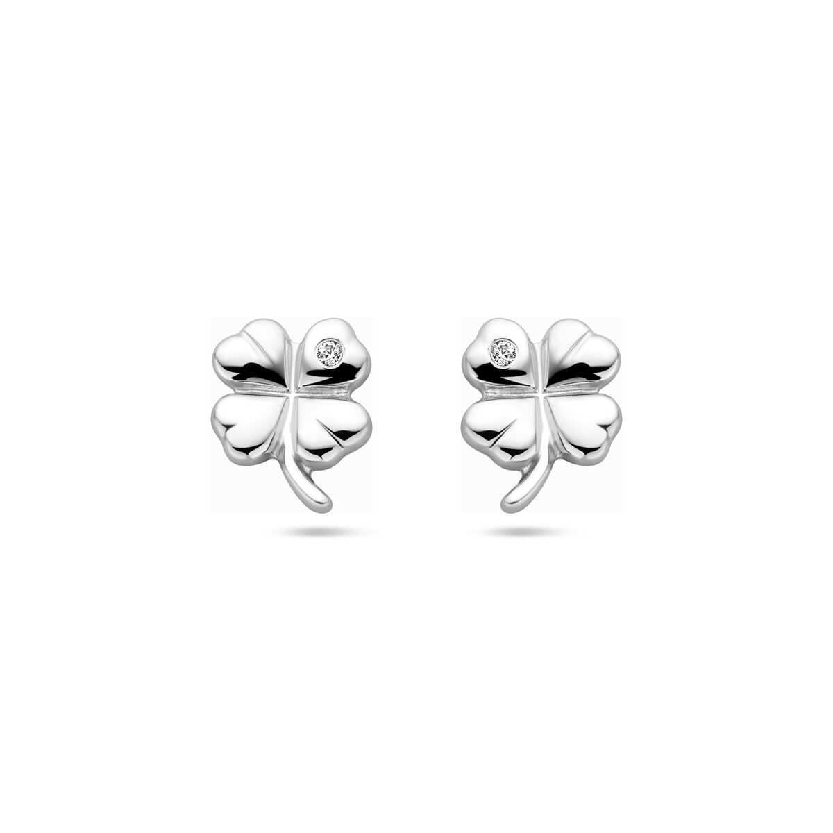 Pendientes de clover de plata rhodium con circonitas.