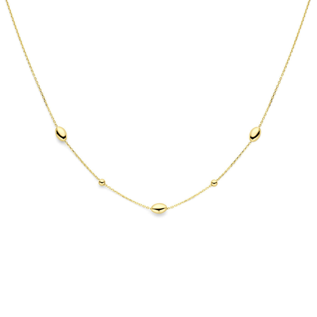 Gouden dames ketting ovaaltjes en bolletjes 14K
