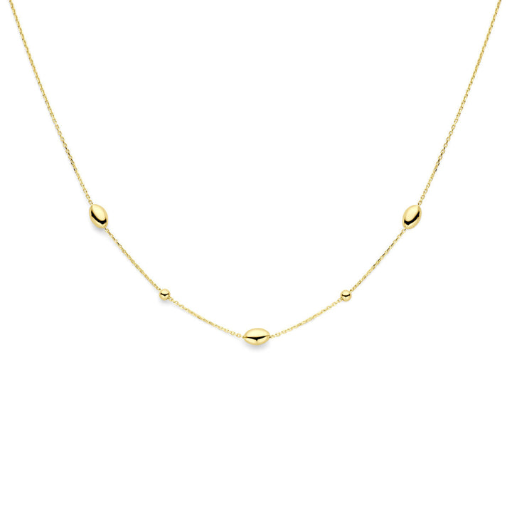Gouden dames ketting ovaaltjes en bolletjes 14K