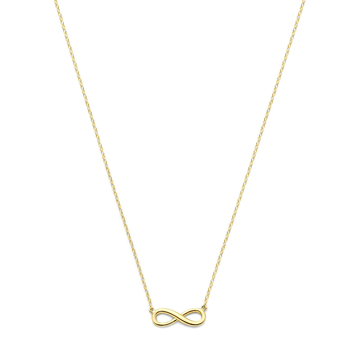Collar de oro amarillo de 14K con un colgante de símbolo de infinito.