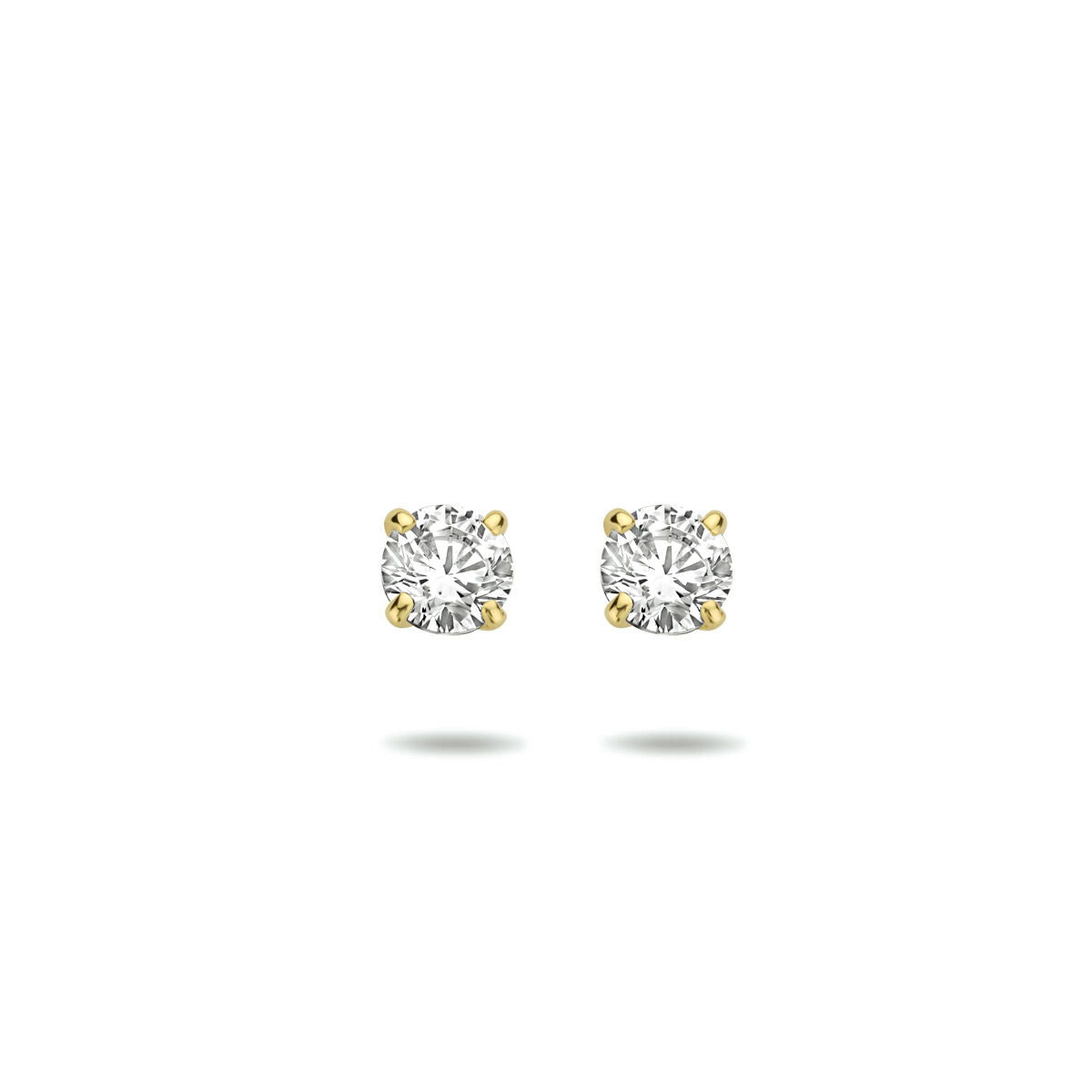 Pendientes de zircónia en oro amarillo de 14 quilates con diseño de cuatro garras.