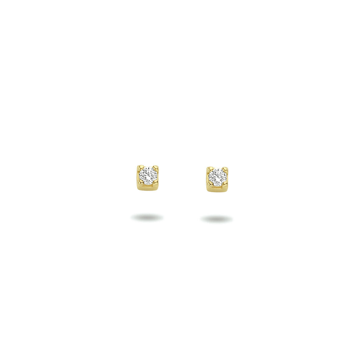 pendientes de botón de zircón 14K oro amarillo