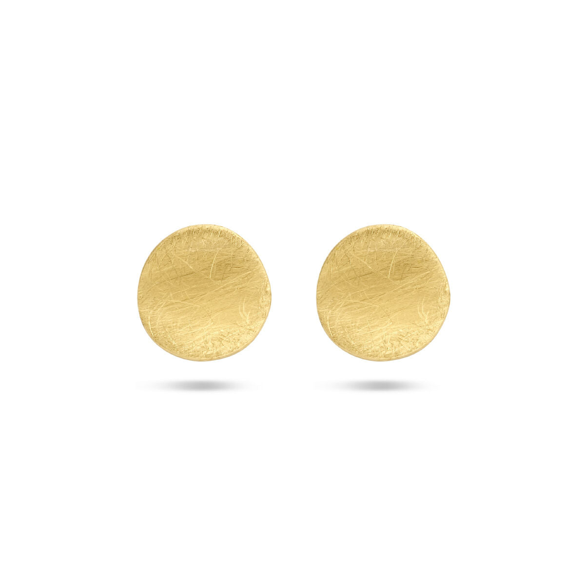 Pendientes de botón de oro amarillo de 14K con acabado texturizado.