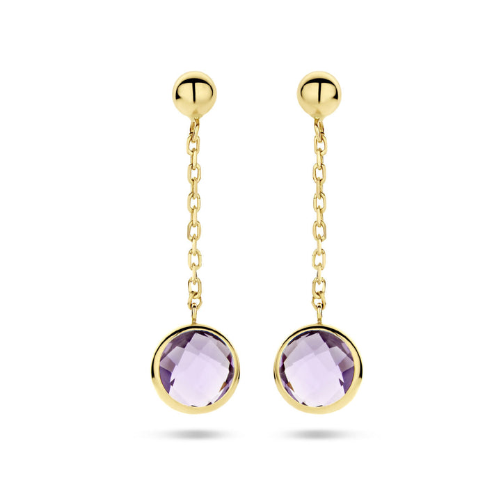 oorhangers amethist 14K geelgoud