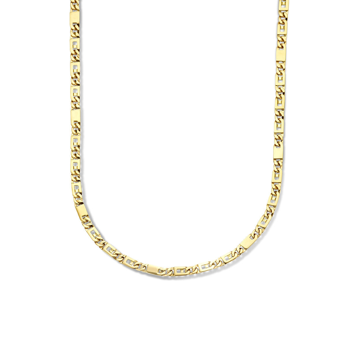 Collar de oro amarillo de 14K con eslabones de 4,7 mm en forma de ojo de halcón.