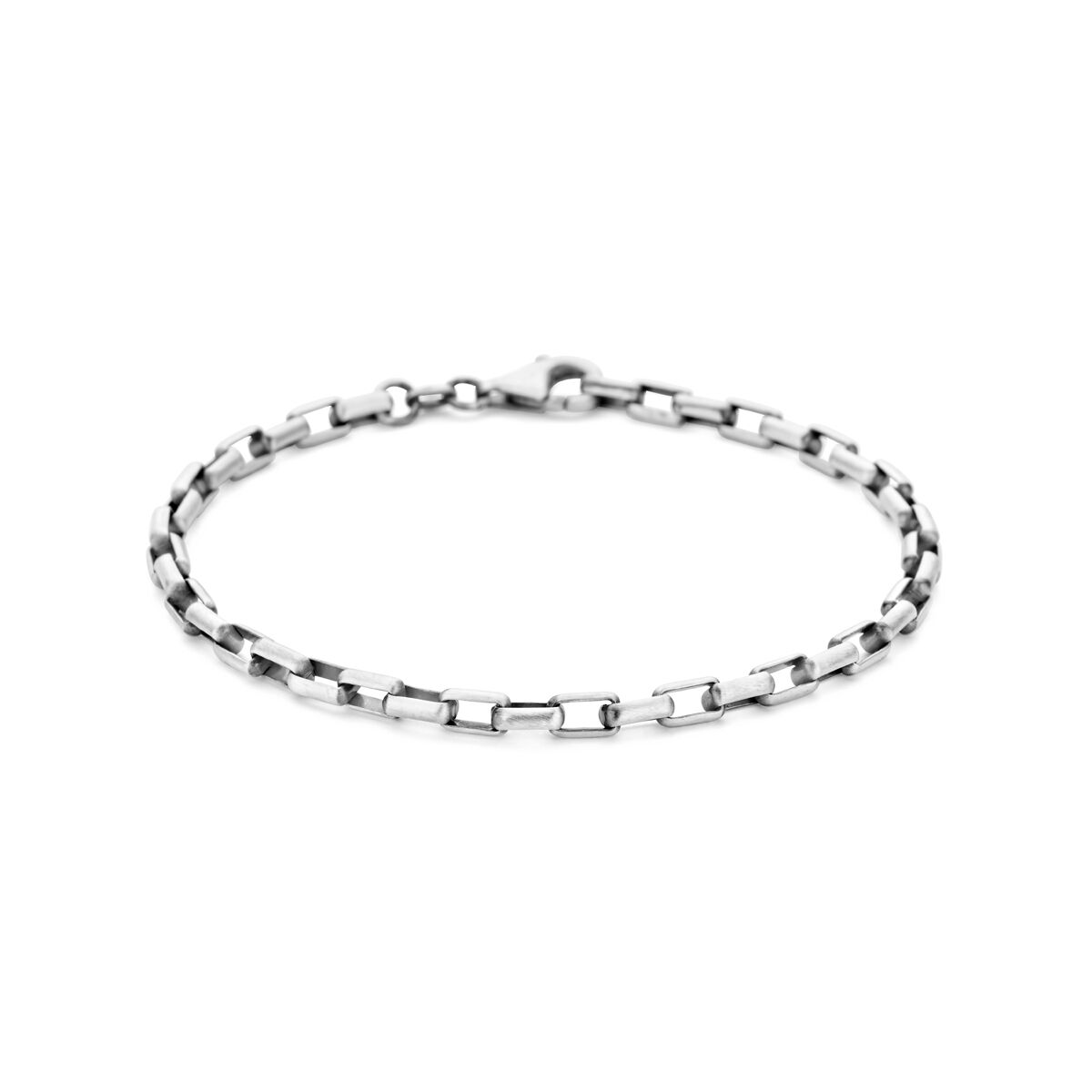 Pulsera de hombre de plata oxidada de 4,0 mm con eslabones rectangulares.