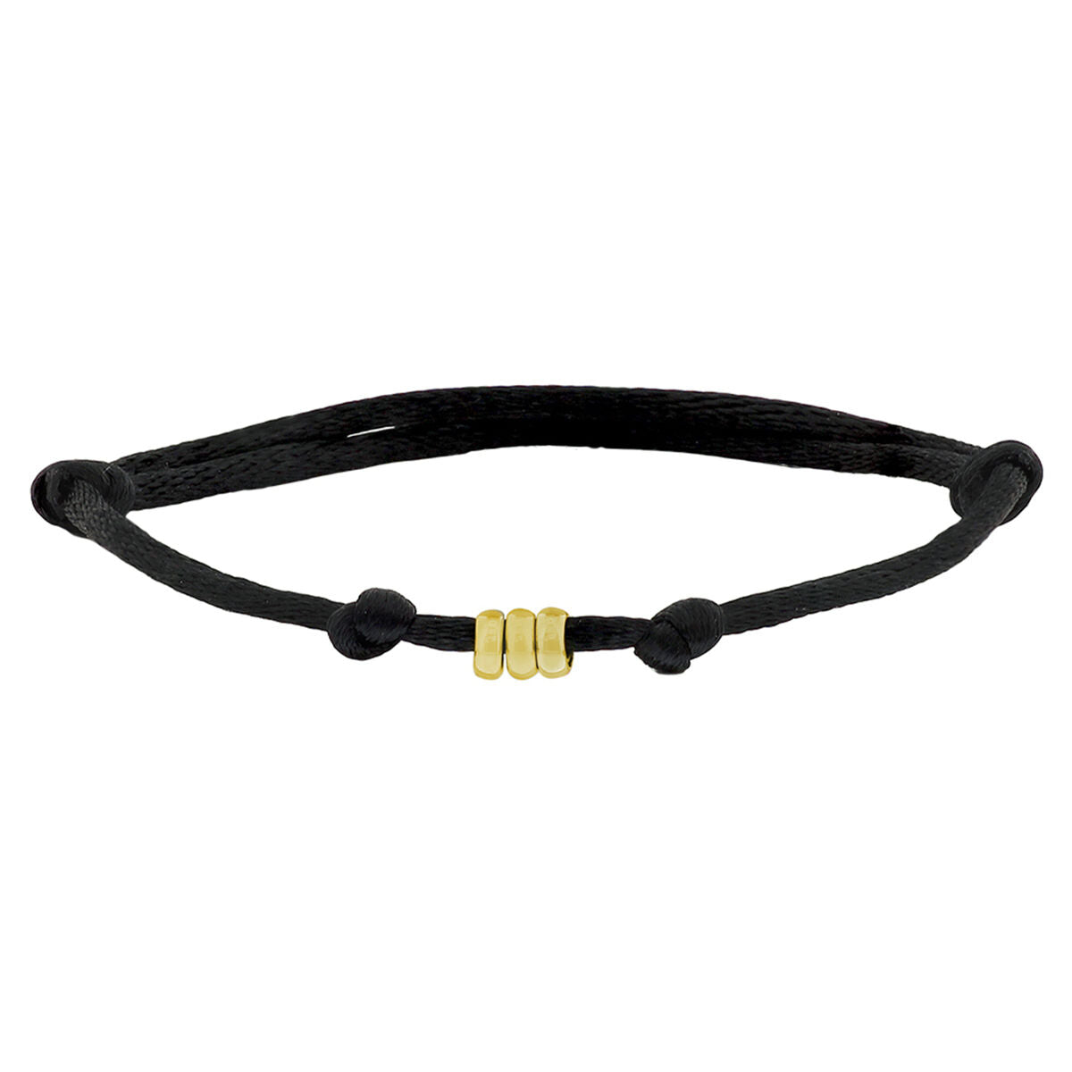 Pulsera de satén en oro de 14K con detalles de goma y nylon, de diseño sencillo y moderno.