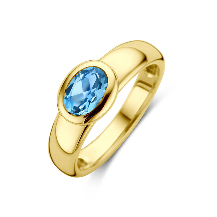 ring london blue topaas 14K geelgoud