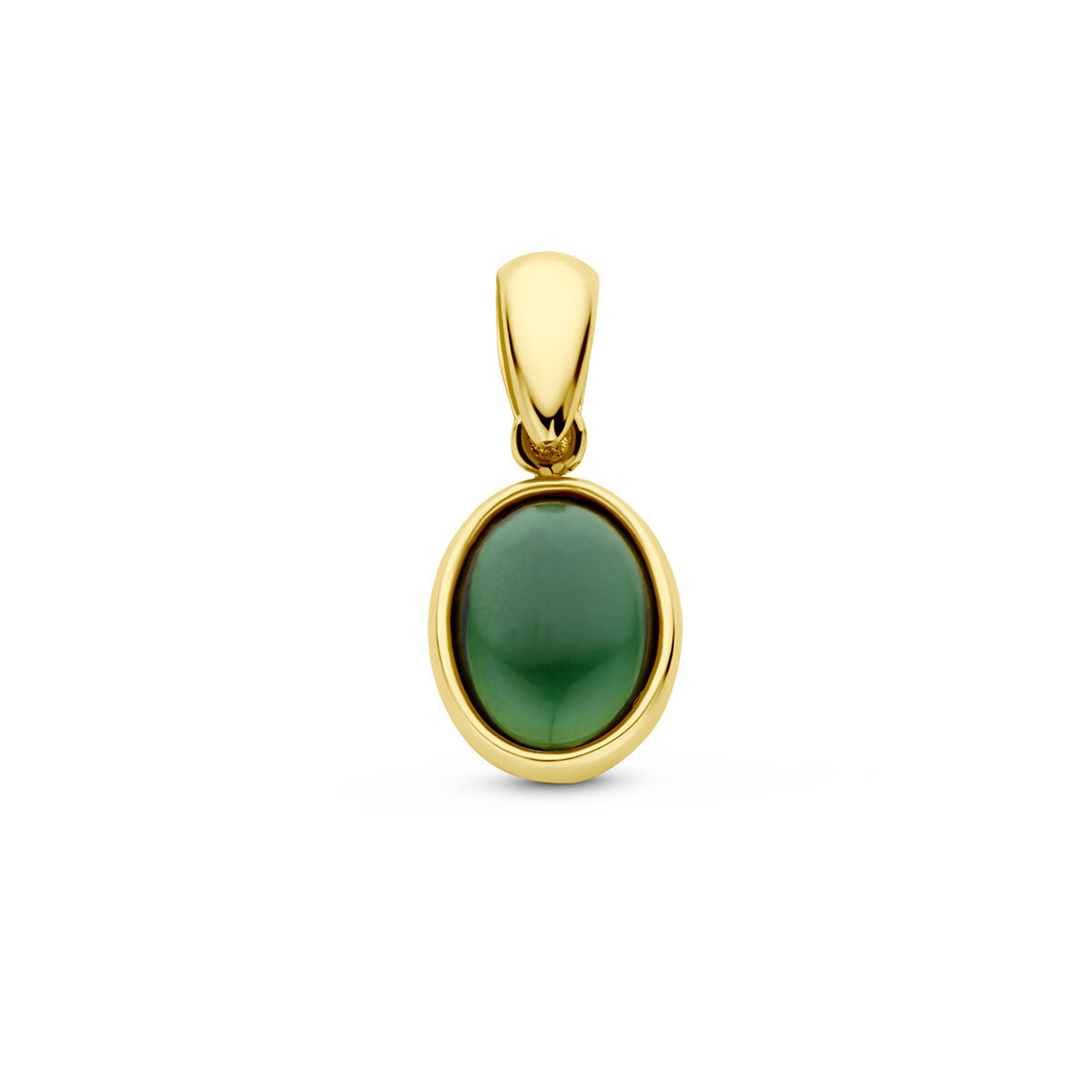 Colgante ovalado de toermalina verde en oro amarillo de 14 quilates.
