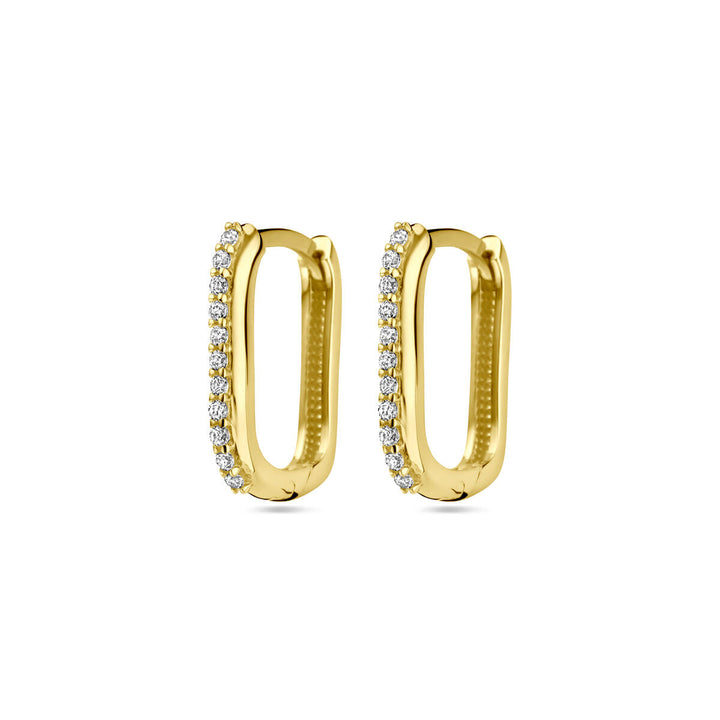 klapoorringen zirkonia 14K geelgoud